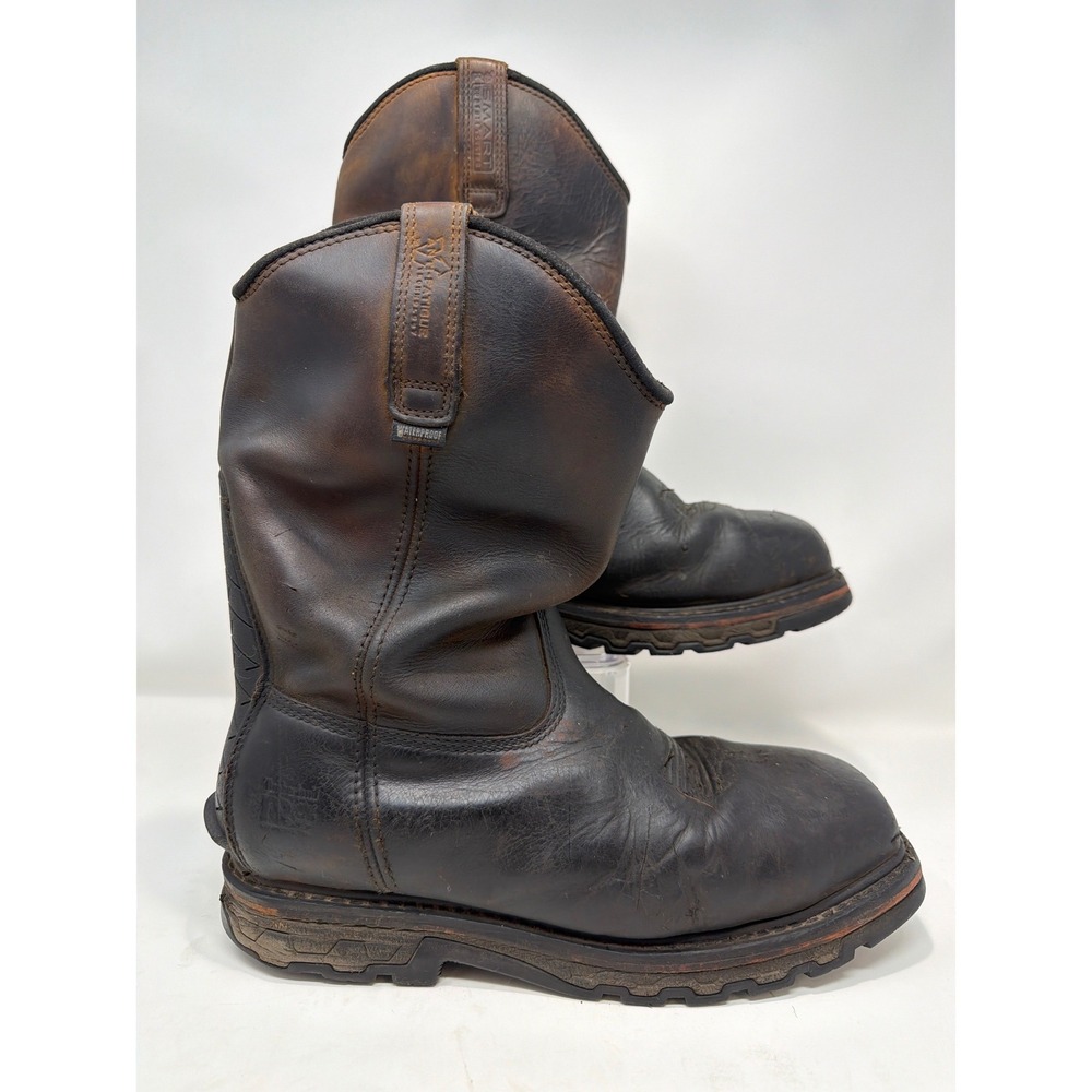 Timberland PRO Men Waterproof Pull On Work Boots Brown Leather Size 9.5W‎